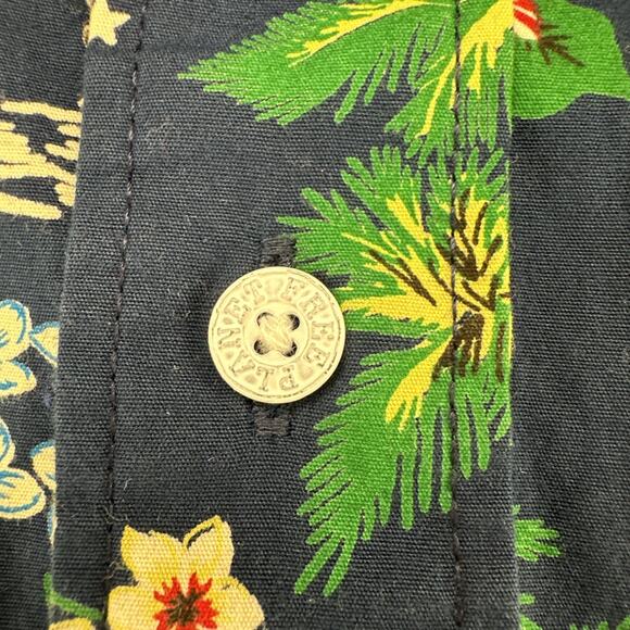 Free Planet Button Up Shirt Mens Size 2X Short Sleeve Hawaiian Santa Beach Print - Picture 5 of 12